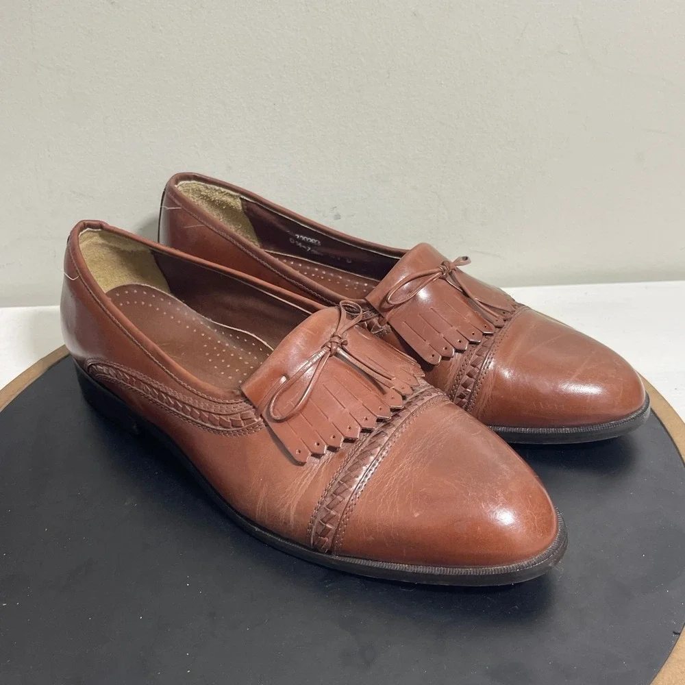Giorgio Brutini Loafers Men 11 Brown Leather Kiltie Tassel‎ Slip-On Dress Shoes